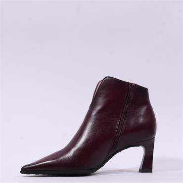 Hispanitas Paris V Cut Heel Ankle Boot - Bordeaux Leather
